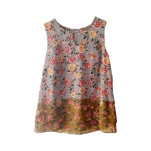 Cabi Penelope Striped Floral Tank Top Sz M